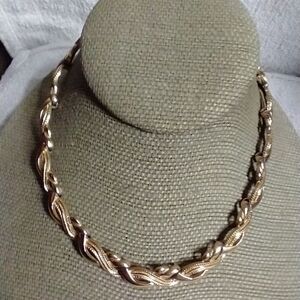 Goldtone decorative Monet choker collar necklace